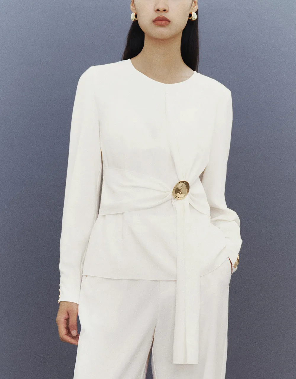 Twist Side Crew Neck Blouse sold by Urban Revivo product image thumbnail 2