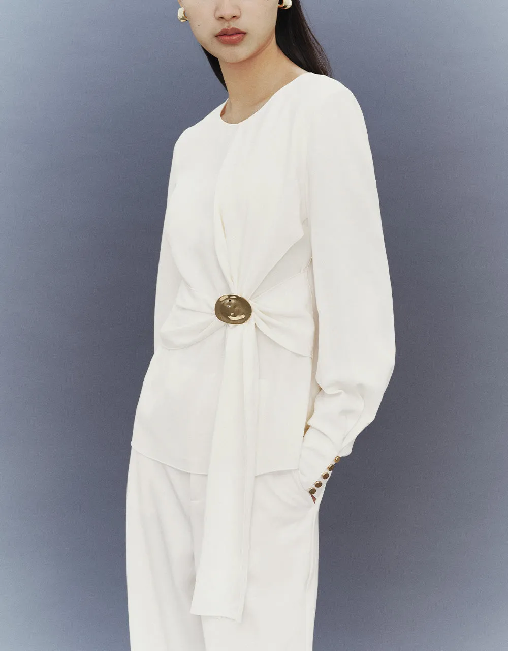 Twist Side Crew Neck Blouse sold by Urban Revivo product image thumbnail 3