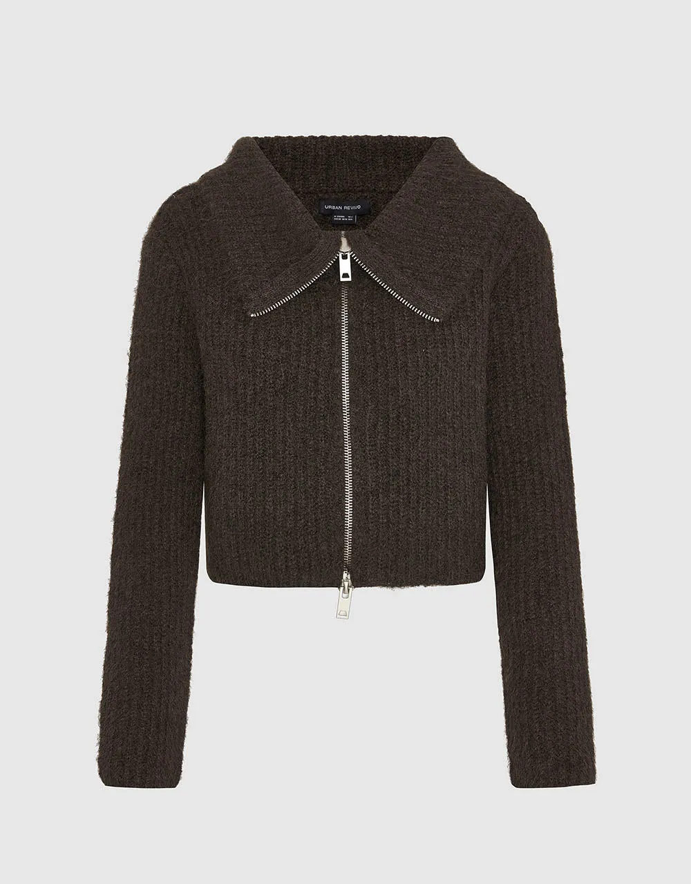 Zipper Front Boat Neck Knitted Cardigan sold by Urban Revivo product image thumbnail 2