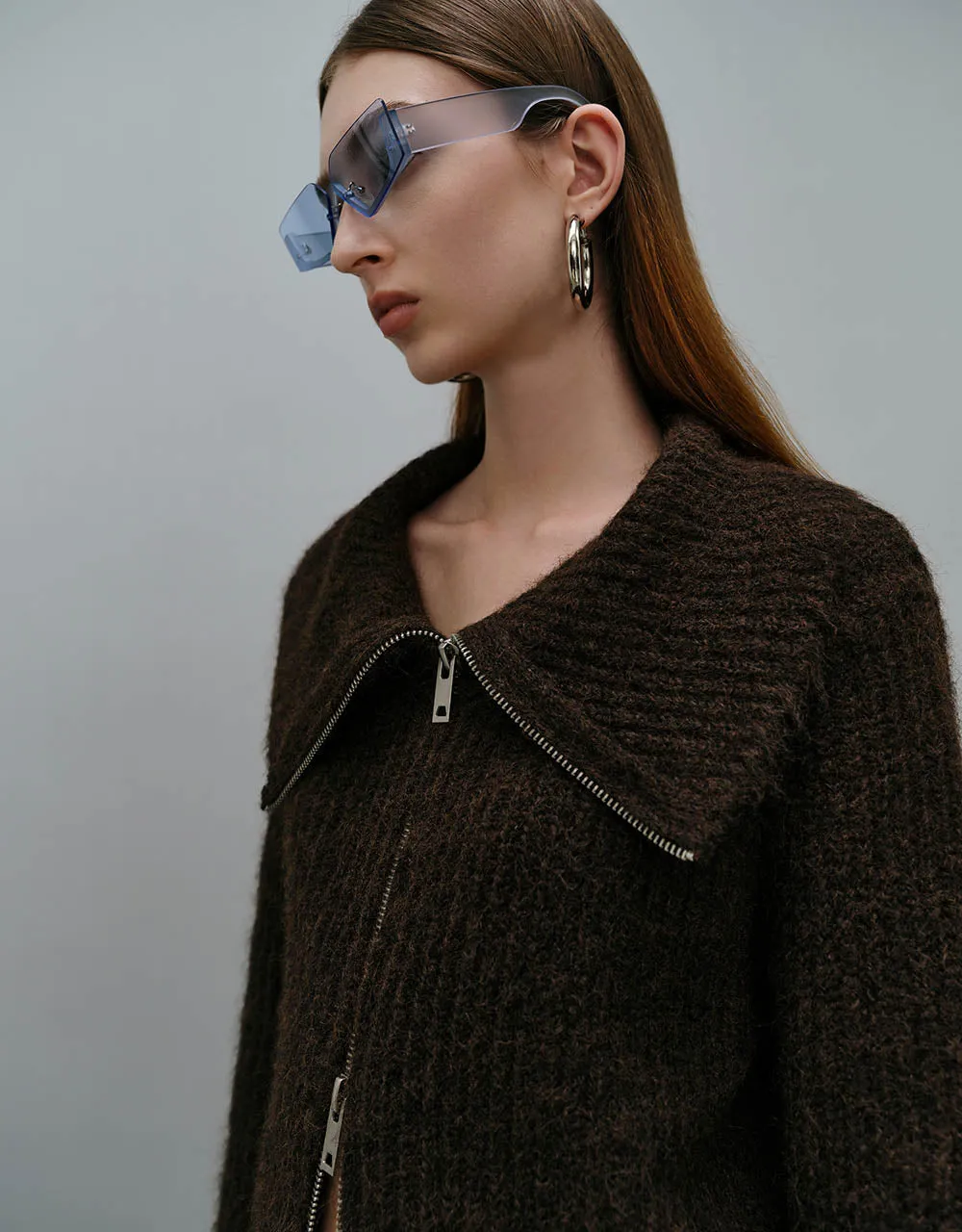 Zipper Front Boat Neck Knitted Cardigan sold by Urban Revivo product image thumbnail 5