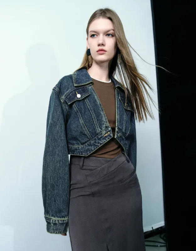 Cropped Denim Jacket sold by Urban Revivo