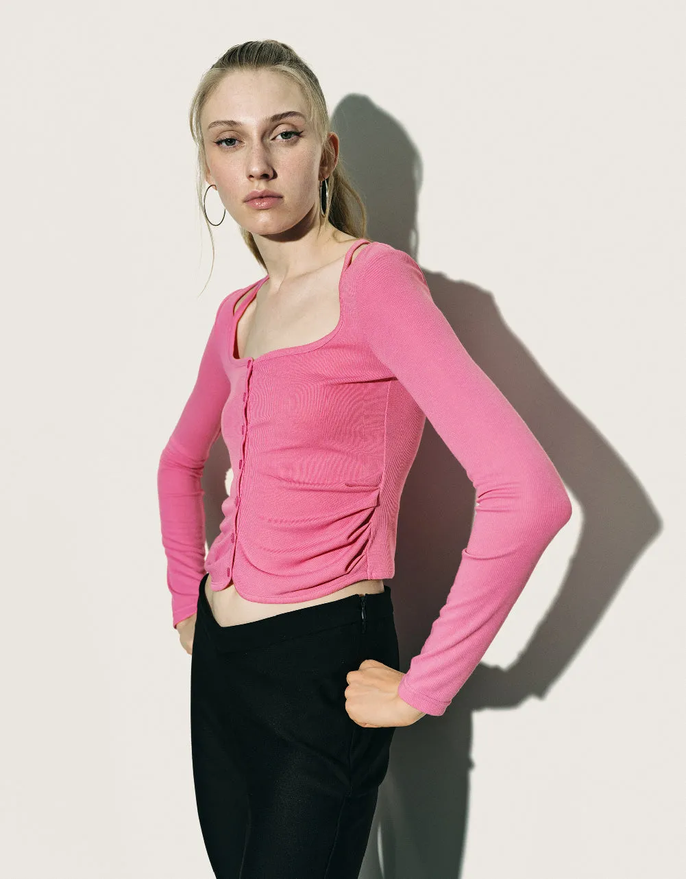 Ruched Crew Neck Knitted Top sold by Urban Revivo product image thumbnail 3