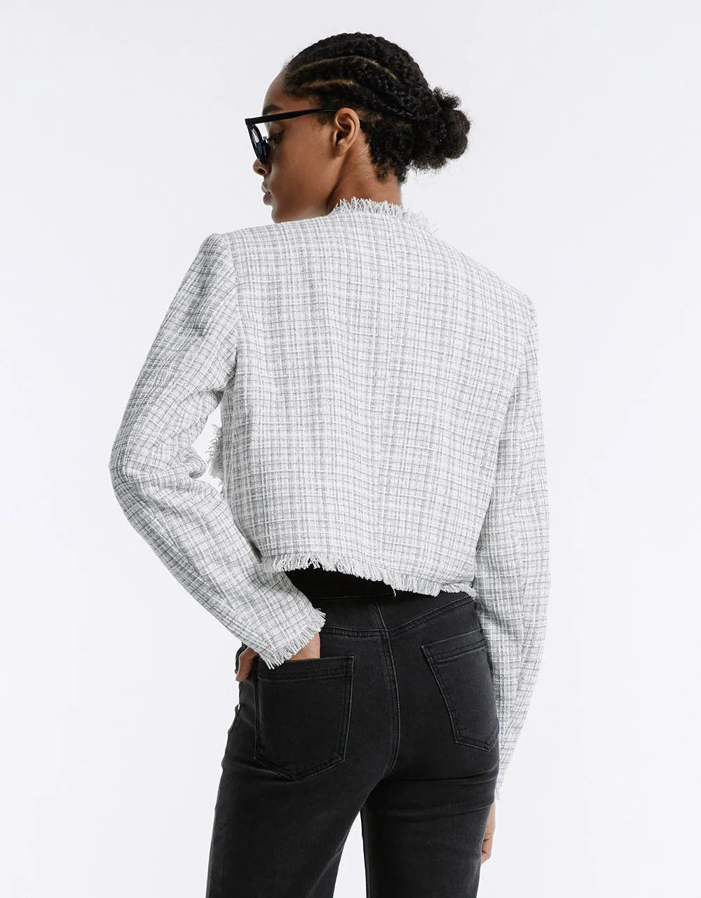 Frayed Trim Plaid Jacket sold by Urban Revivo product image thumbnail 3
