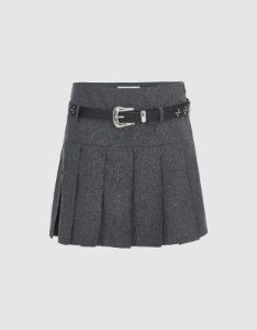 Pleated Mini A-Line Skirt With Belt sold by Urban Revivo