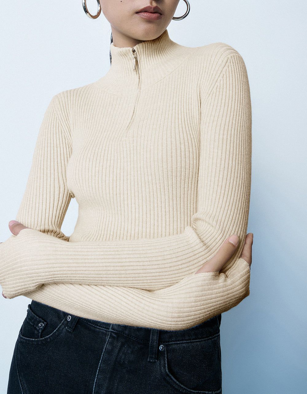 Zip Half Placket Knitted T-Shirt sold by Urban Revivo product image thumbnail 3