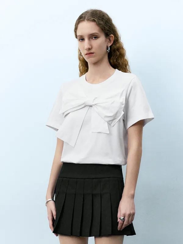 Bow Décor Crew Neck T-Shirt sold by Urban Revivo