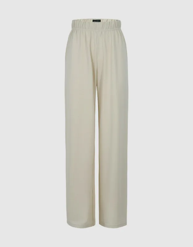 Elastic Waist Knitted Wide-Leg Pants sold by Urban Revivo