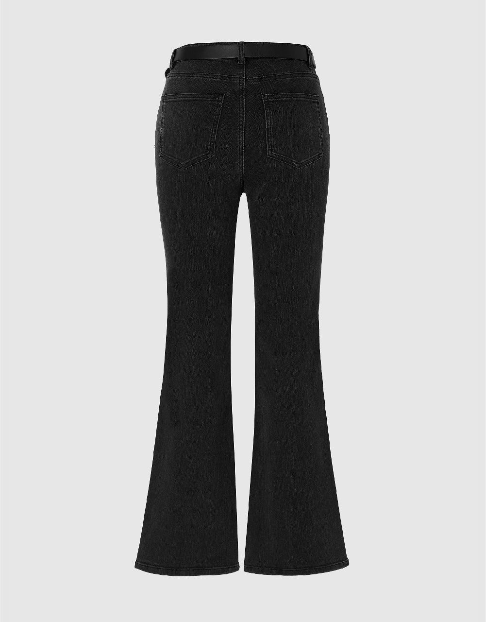 Split Hem Flare Jeans With Belt sold by Urban Revivo product image thumbnail 3