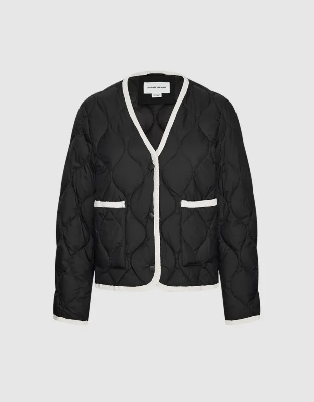 Contrast Trim Down Jacket sold by Urban Revivo
