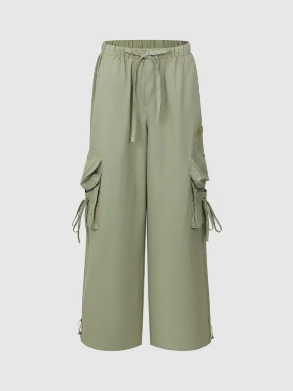 Drawstring Waist Wide-Leg Pants sold by Urban Revivo