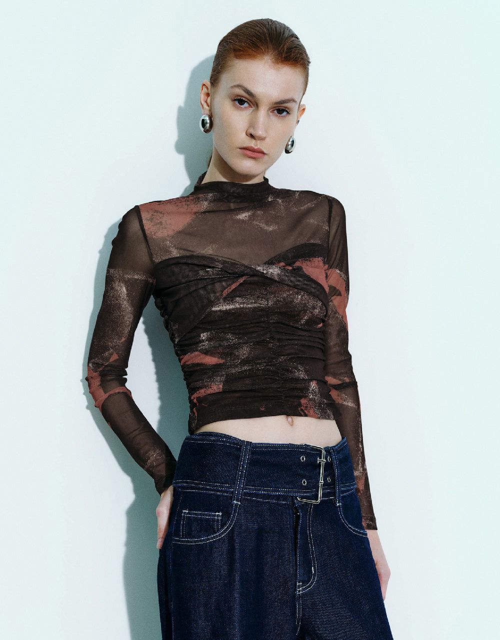 Printed Twist Front Skinny T-Shirt sold by Urban Revivo