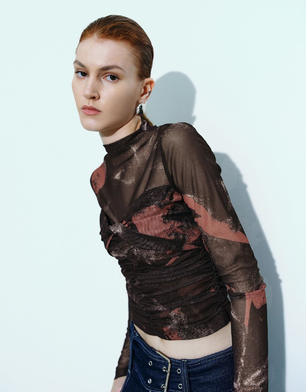 Printed Twist Front Skinny T-Shirt sold by Urban Revivo product image thumbnail 3