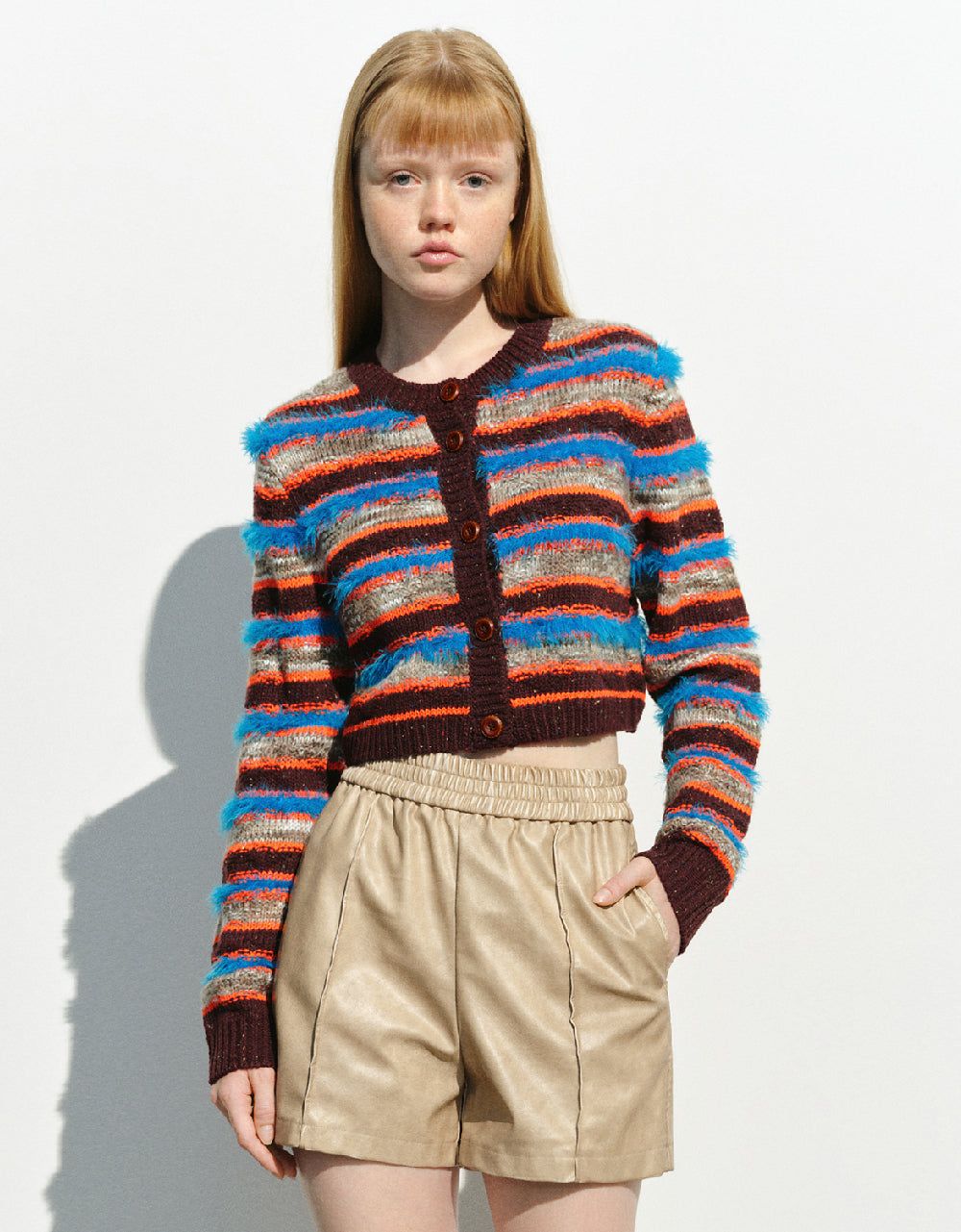 Striped Crew Neck Knitted Cardigan sold by Urban Revivo