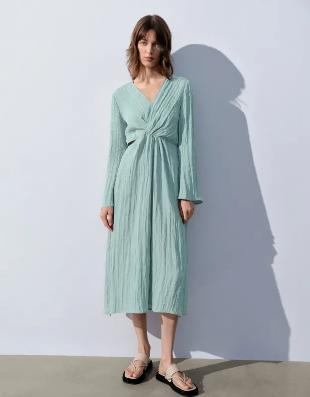 Textured Surplice Front A-Line Dress made by Urban Revivo