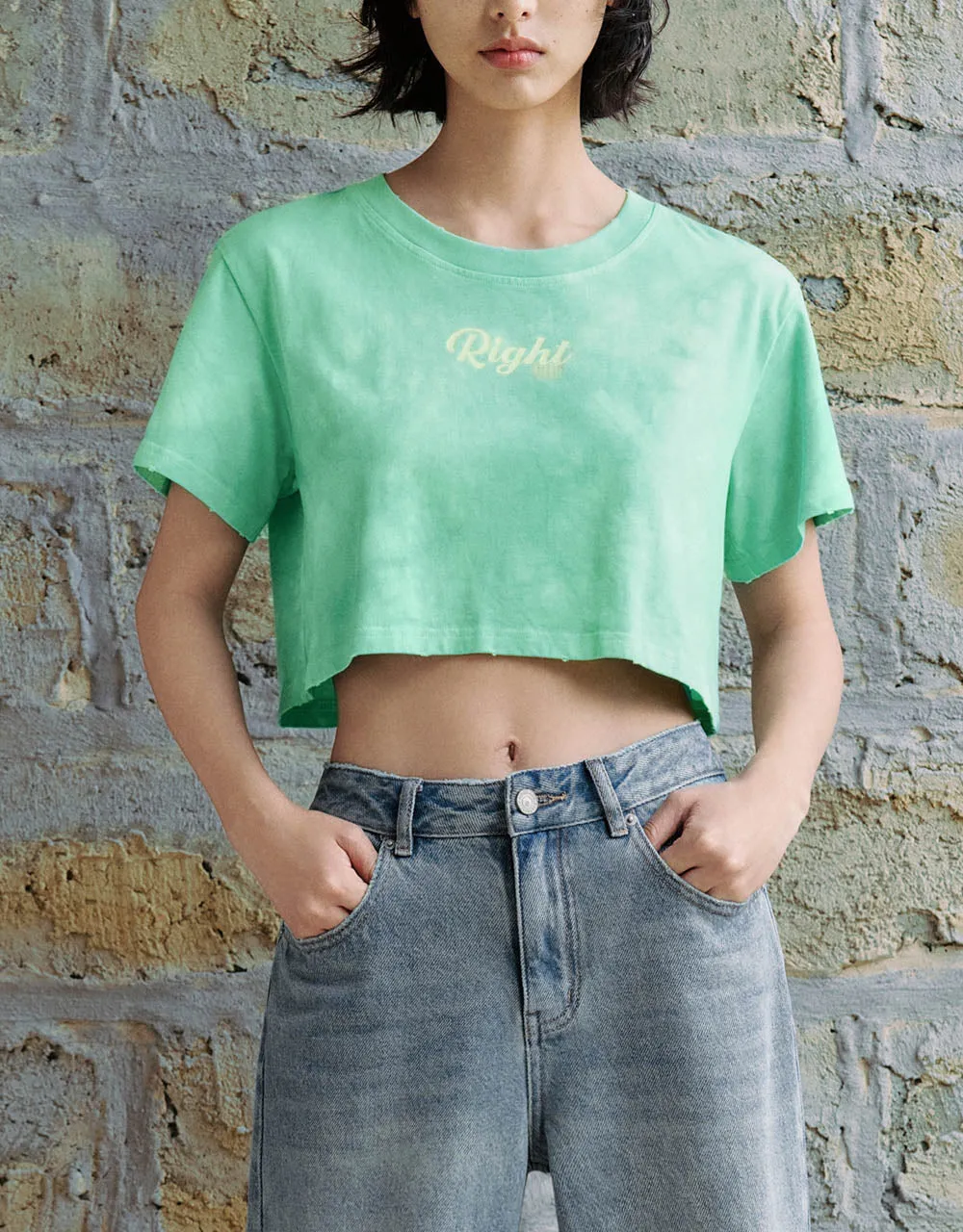Printed Crew Neck Cropped T-Shirt sold by Urban Revivo product image thumbnail 2