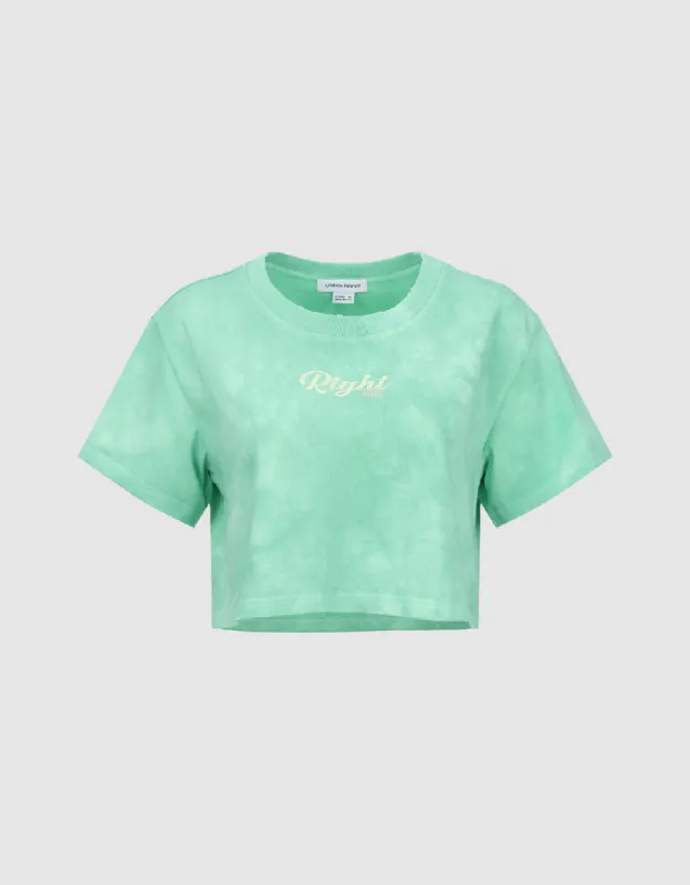 Printed Crew Neck Cropped T-Shirt sold by Urban Revivo