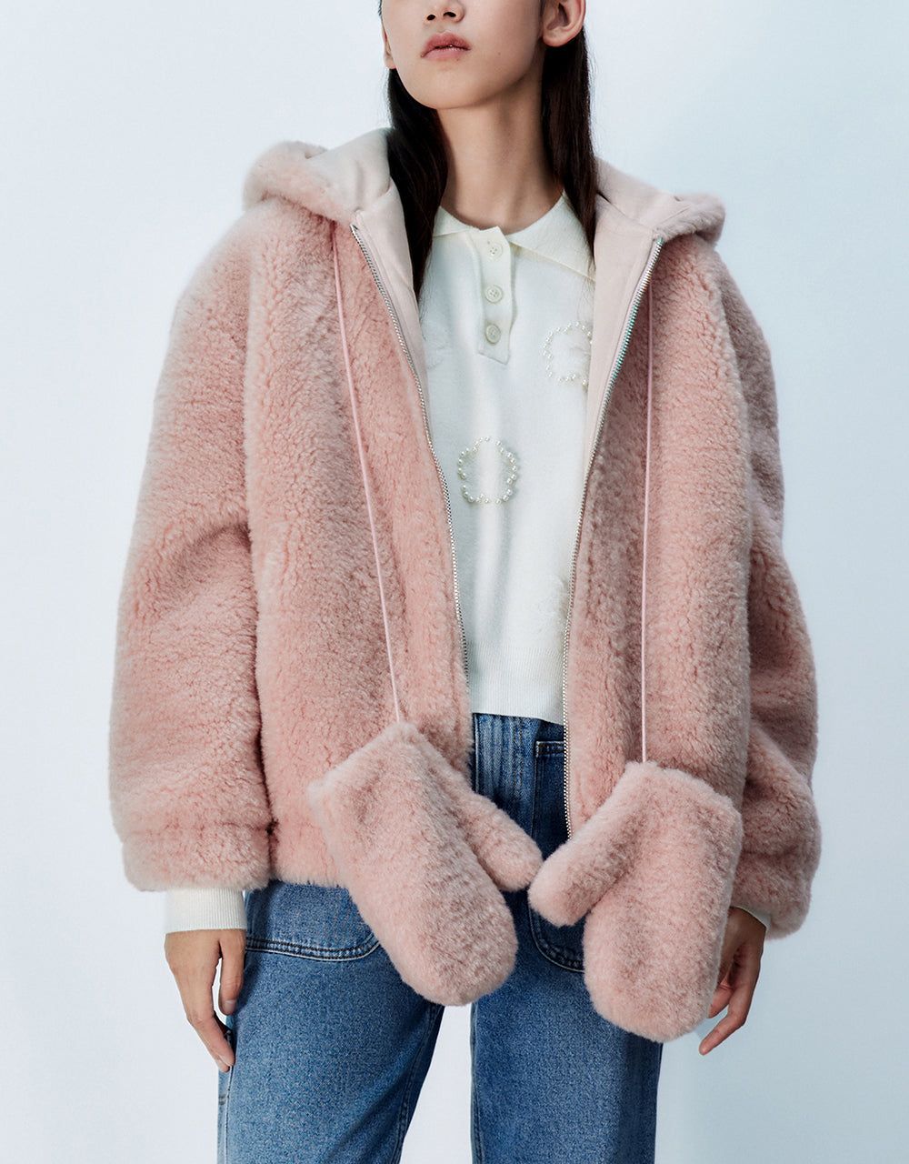 Zipper Front Hooded Furry Coat sold by Urban Revivo product image thumbnail 2