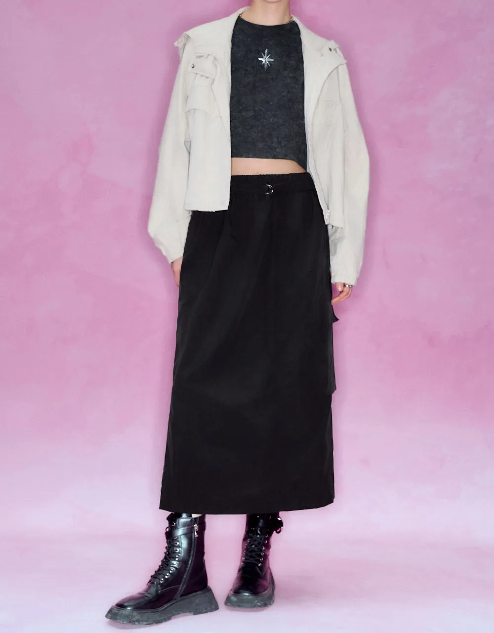 Elastic Waist Midi A-Line Skirt sold by Urban Revivo product image thumbnail 2