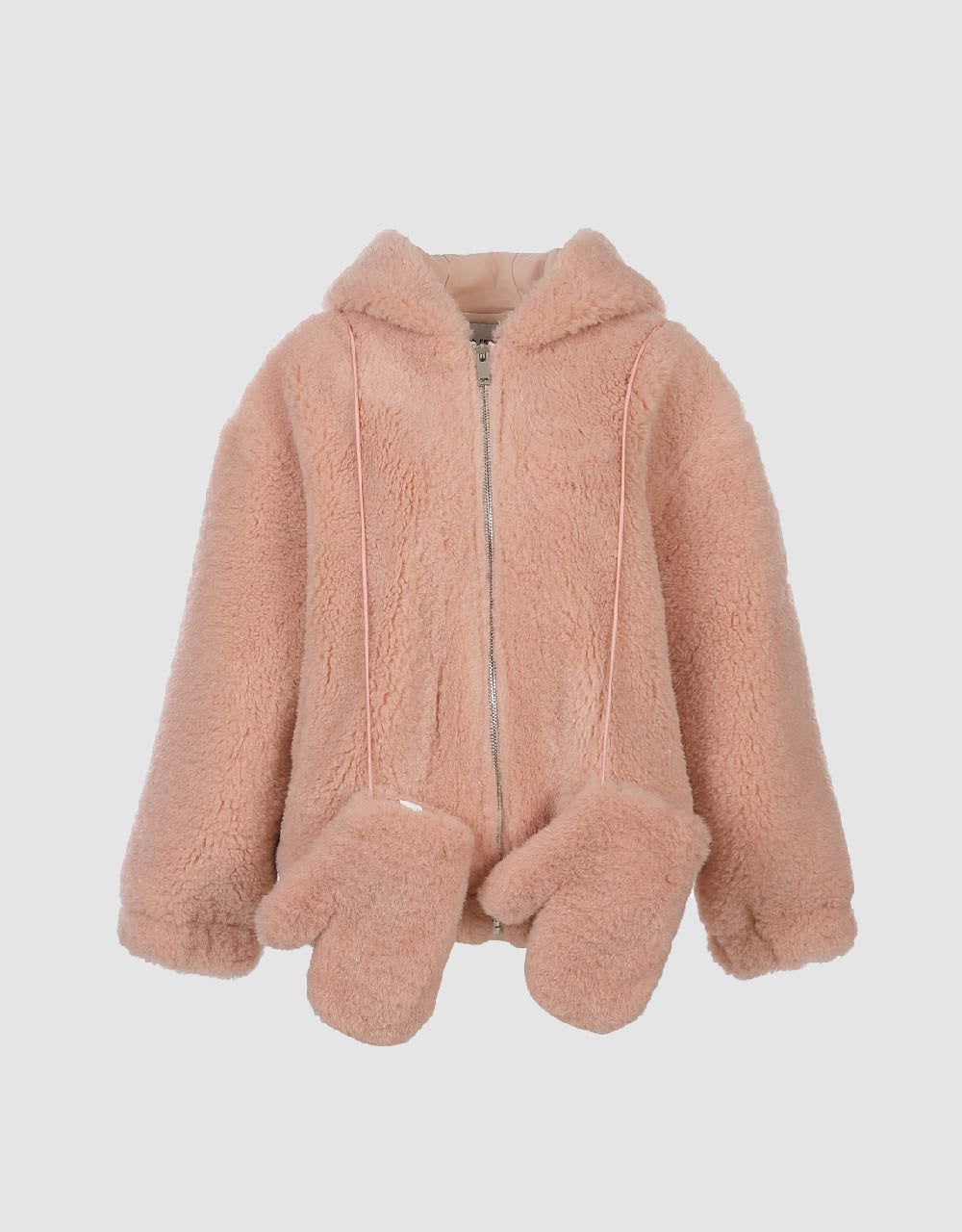 Zipper Front Hooded Furry Coat sold by Urban Revivo