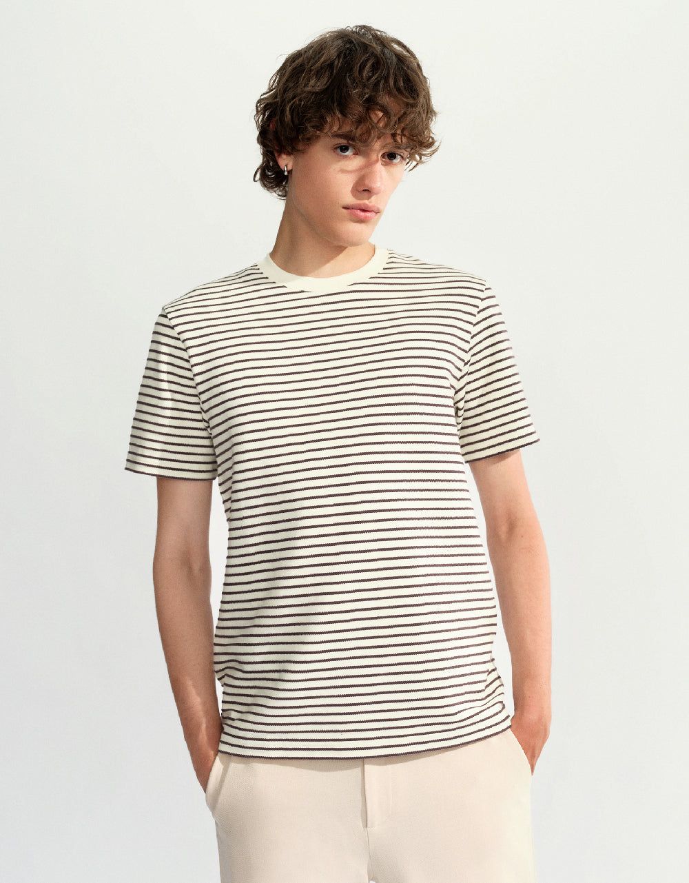 Striped Crew Neck T-Shirt sold by Urban Revivo