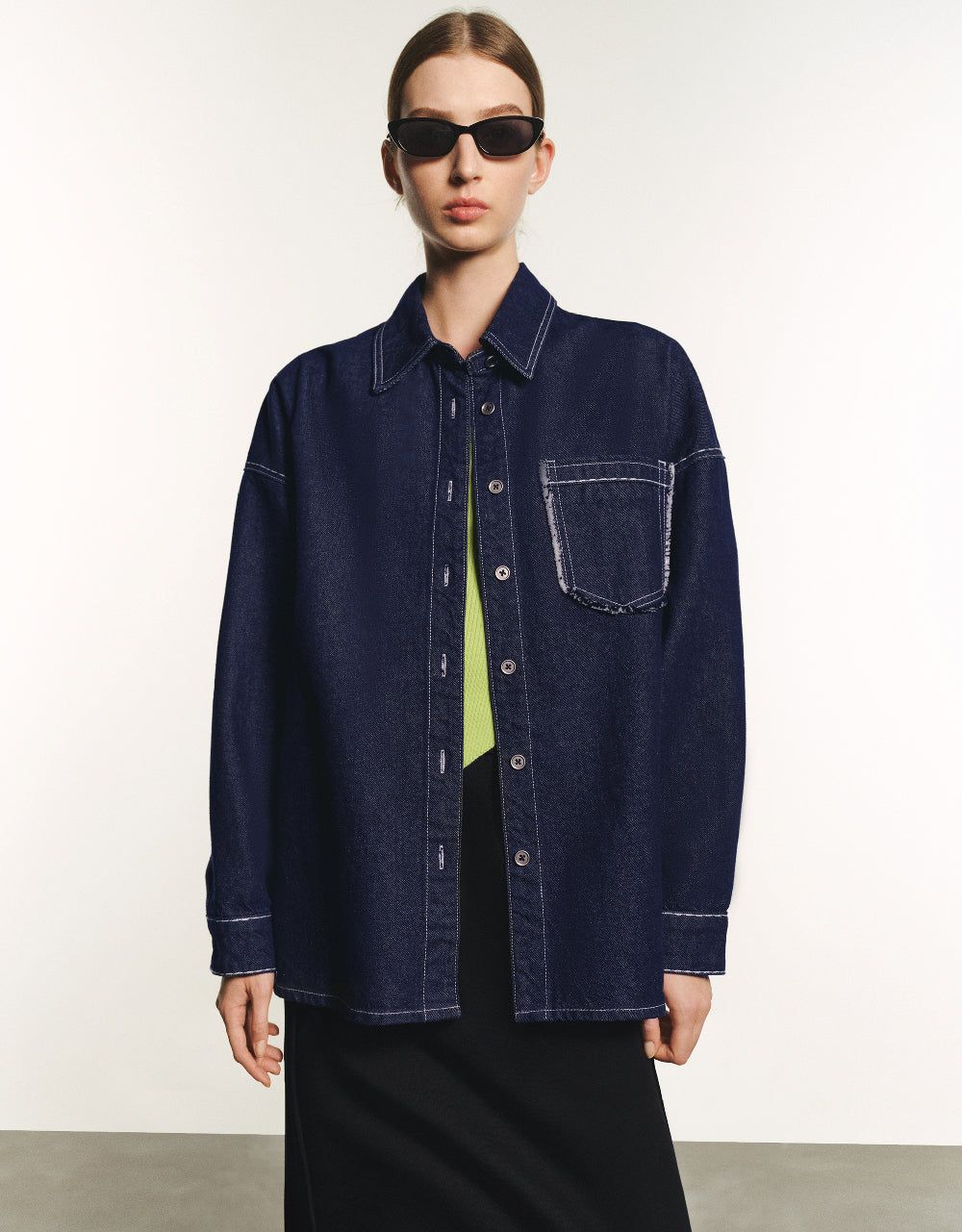 Drop Shoulder Sleeve Denim Shirt sold by Urban Revivo