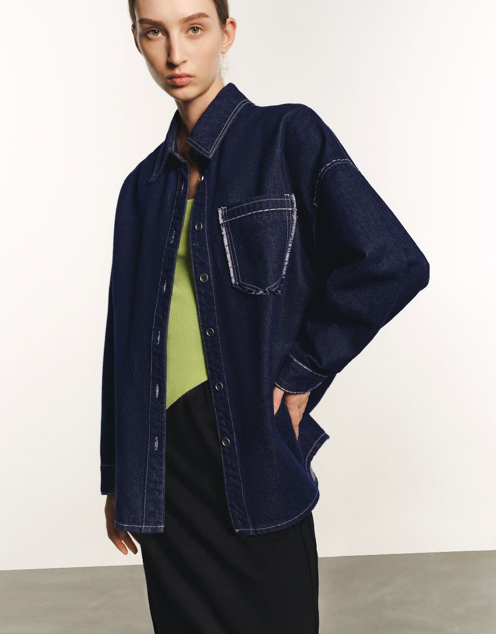 Drop Shoulder Sleeve Denim Shirt sold by Urban Revivo product image thumbnail 3