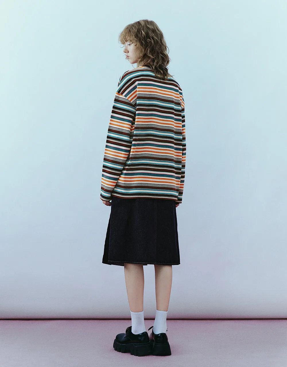 Striped Crew Neck Loose T-Shirt sold by Urban Revivo product image thumbnail 5