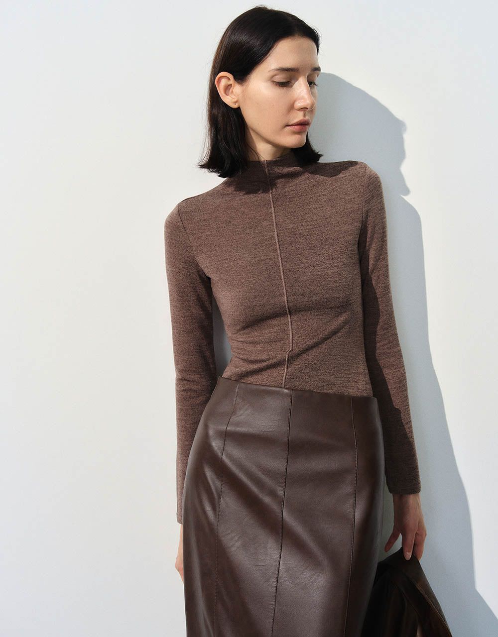 Stand Collar Skinny T-Shirt sold by Urban Revivo product image thumbnail 2