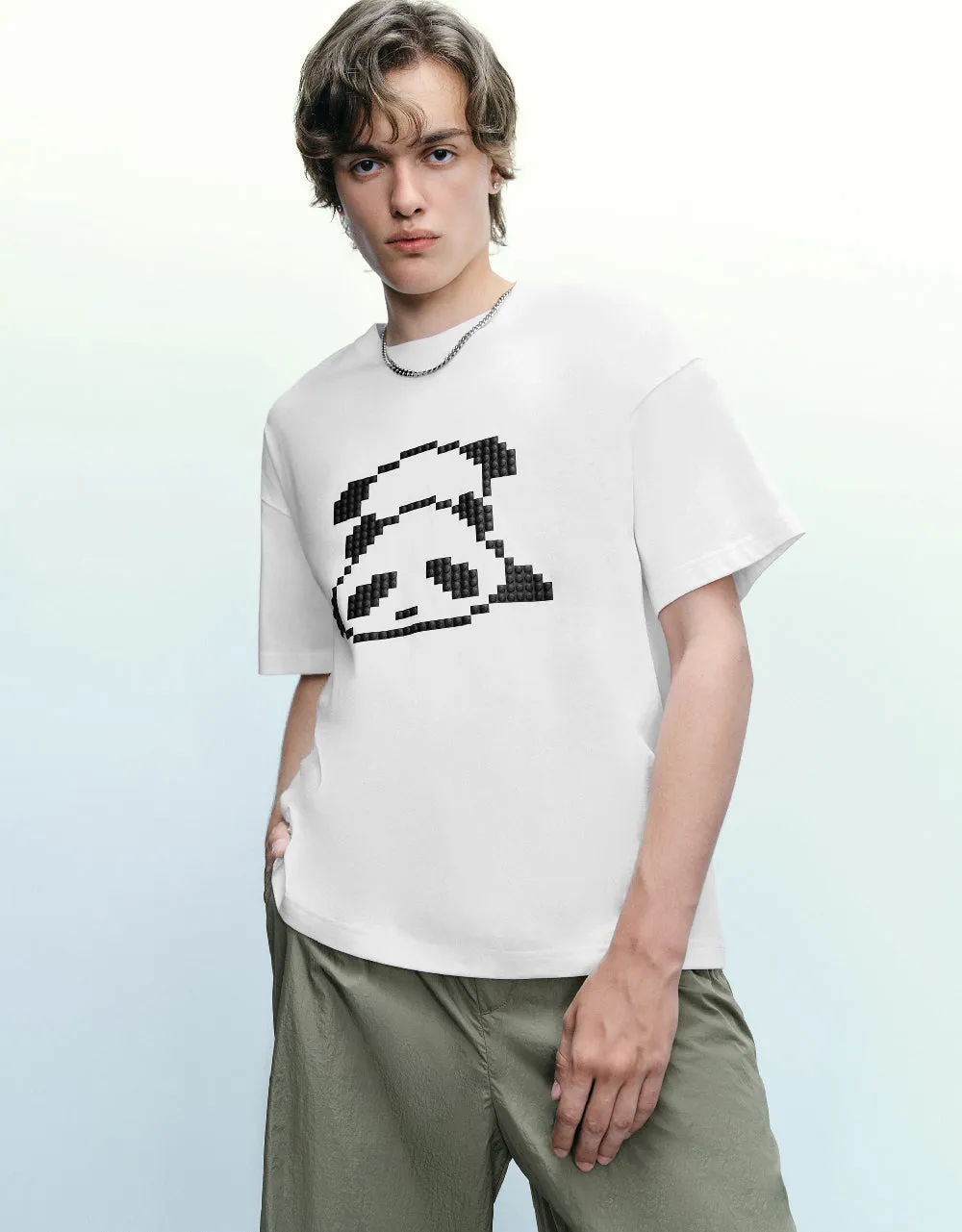 Panda Printed Crew Neck T-Shirt sold by Urban Revivo
