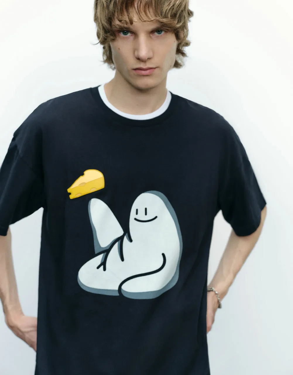 Cheese Man Printed Crew Neck T-Shirt sold by Urban Revivo product image thumbnail 4