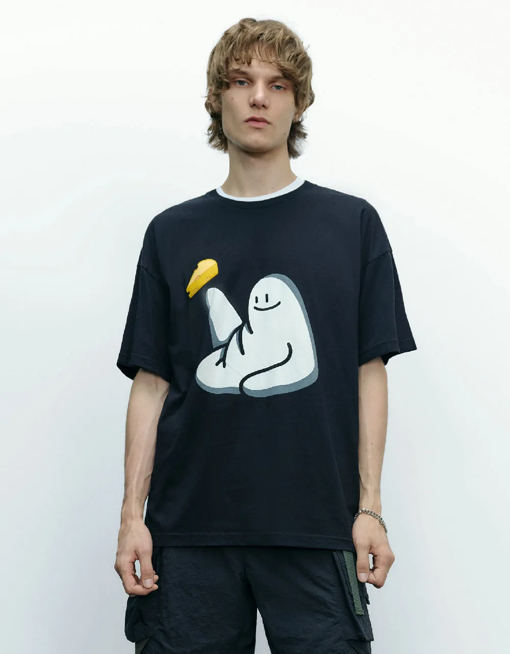 Cheese Man Printed Crew Neck T-Shirt sold by Urban Revivo