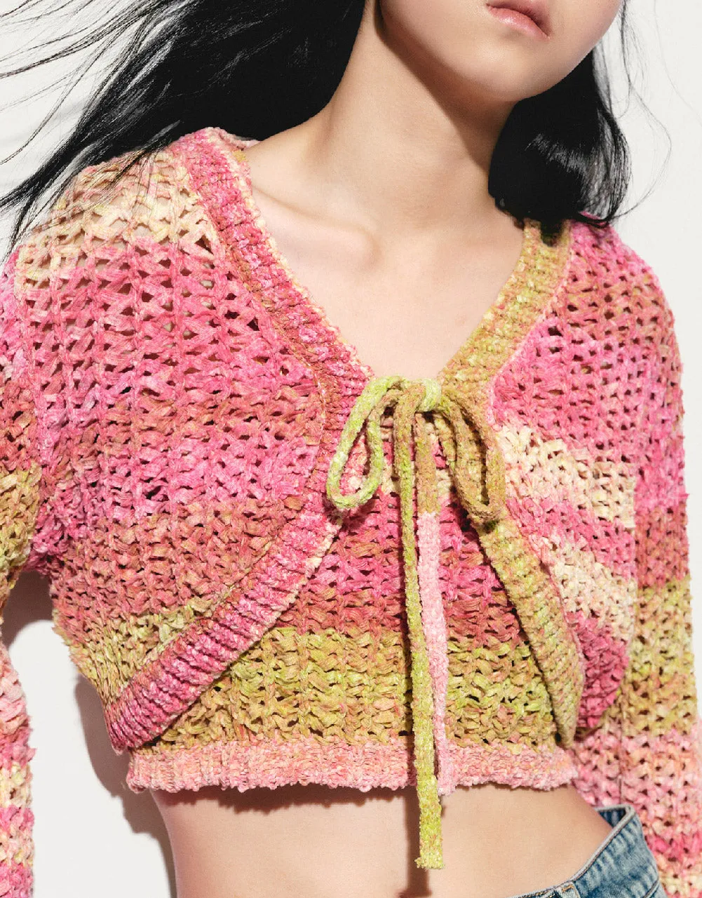 Tie Front Striped Knitted Cardigan sold by Urban Revivo product image thumbnail 5