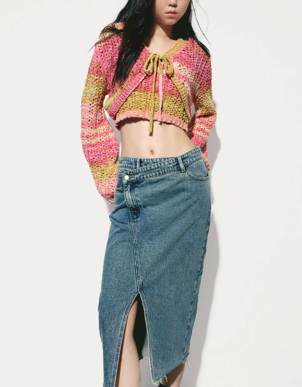 Tie Front Striped Knitted Cardigan sold by Urban Revivo product image thumbnail 3