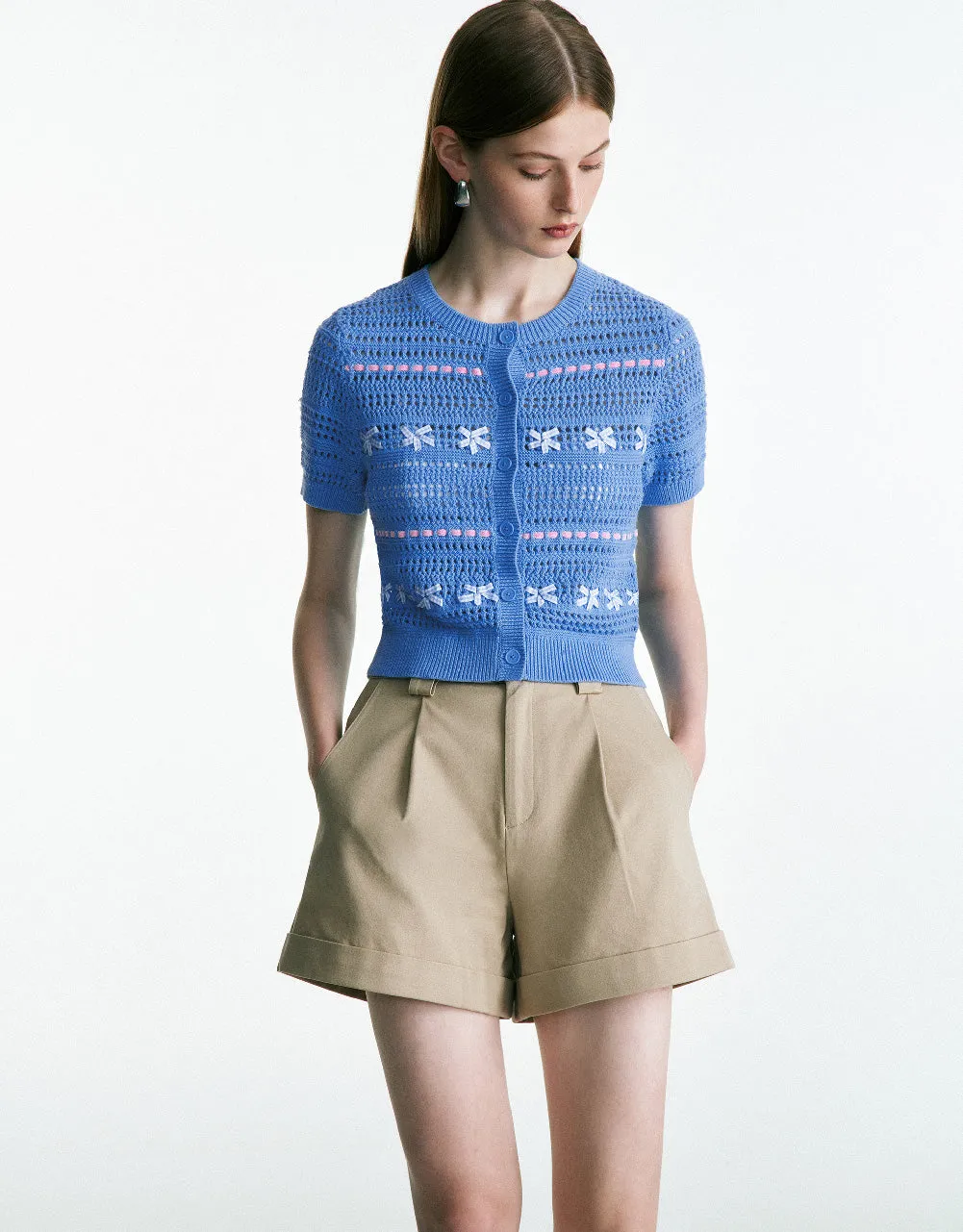 Crochet Crew Neck Knitted Cardigan sold by Urban Revivo product image thumbnail 3