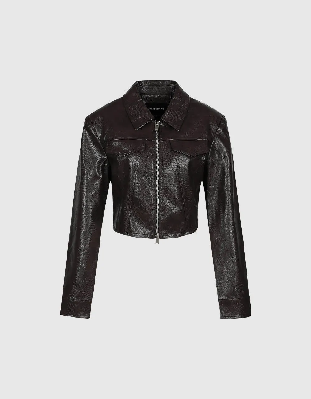 Cropped Zipper Front Vegan Leather Jacket sold by Urban Revivo product image thumbnail 2