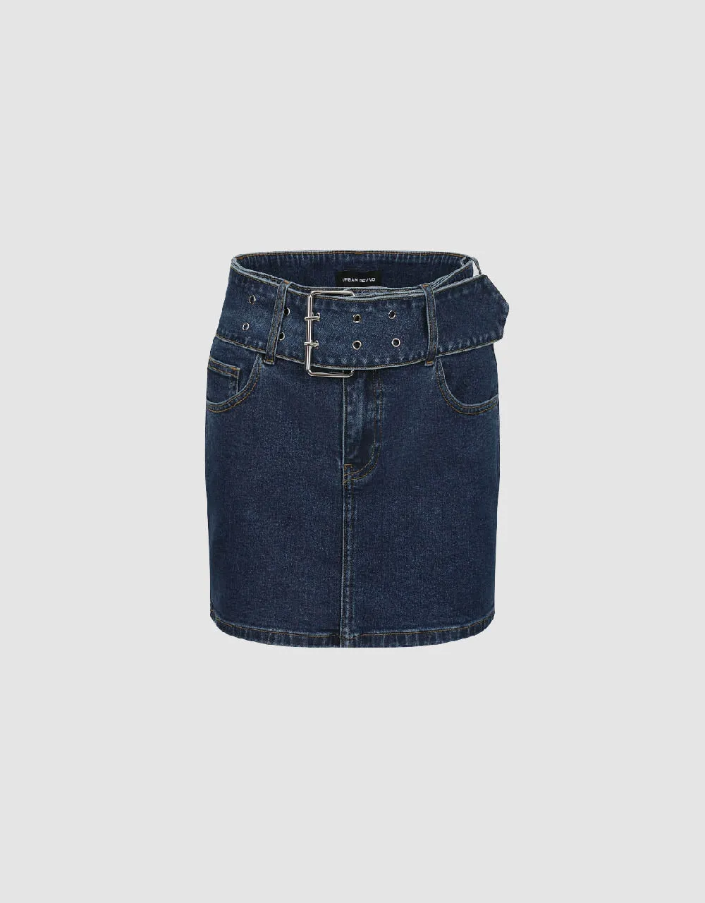Mini Skinny Denim Skirt With Belt sold by Urban Revivo