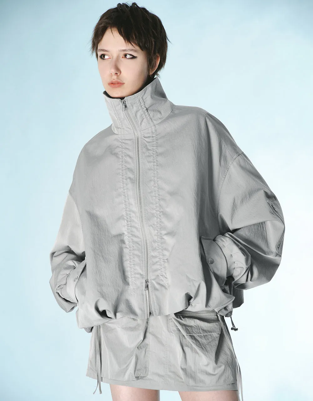 Zipper Front Drop Shoulder Sleeve Jacket sold by Urban Revivo