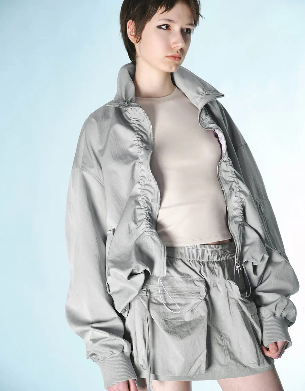 Zipper Front Drop Shoulder Sleeve Jacket sold by Urban Revivo product image thumbnail 3