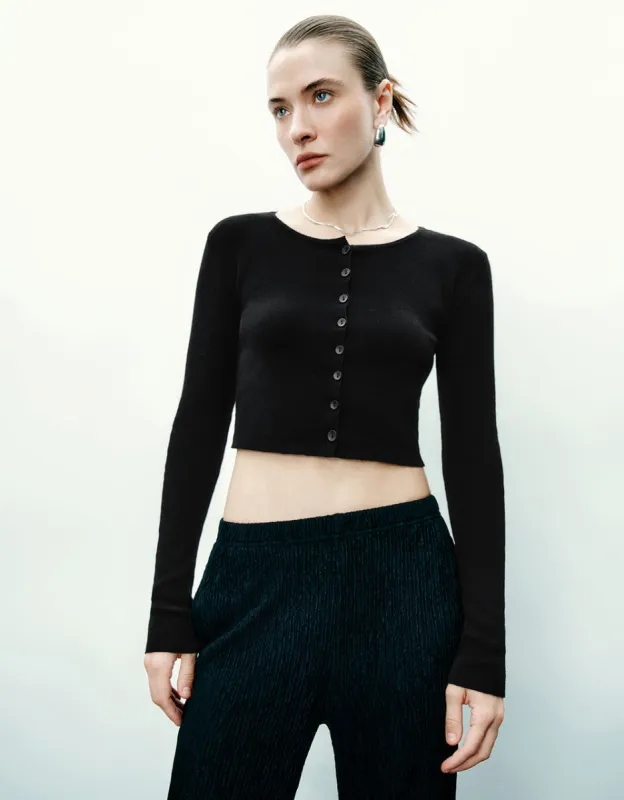 Crew Neck Knitted Cardigan sold by Urban Revivo