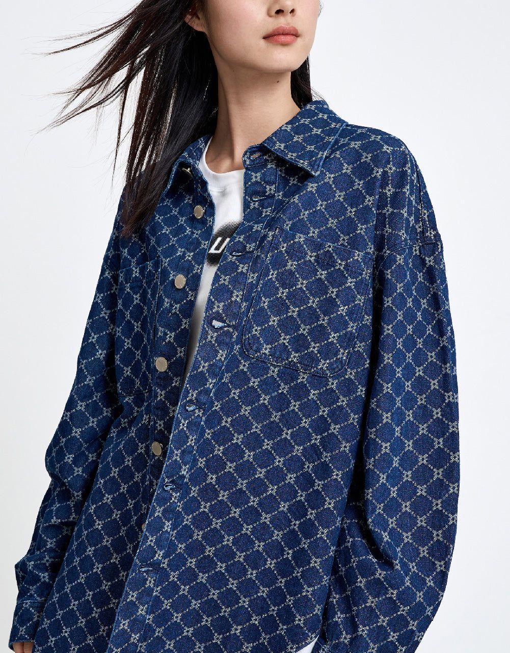 Monogram Button Up Denim Shirt sold by Urban Revivo product image thumbnail 3