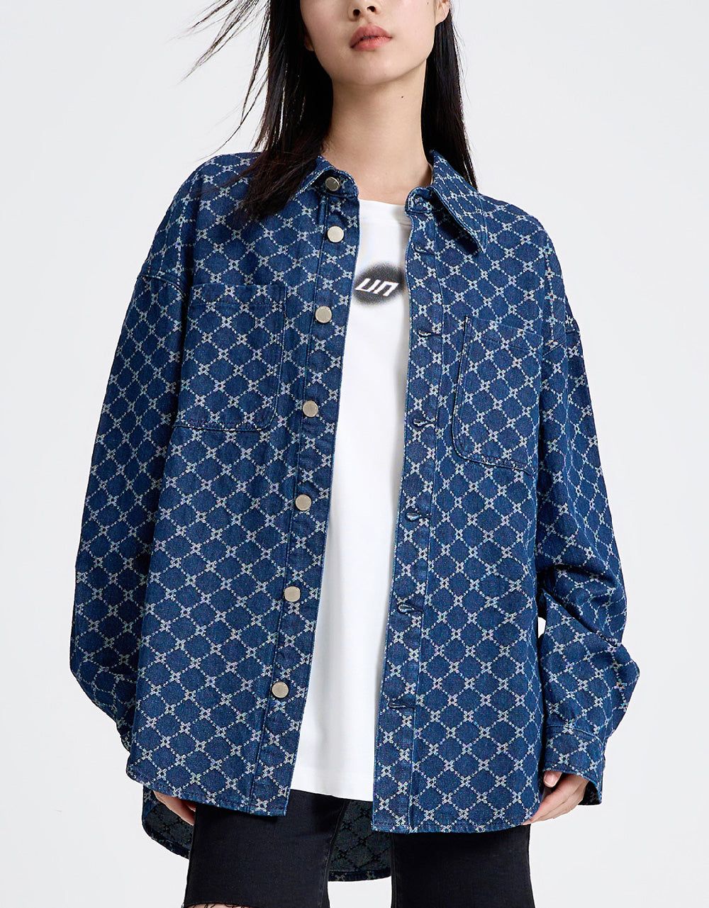 Monogram Button Up Denim Shirt sold by Urban Revivo product image thumbnail 2