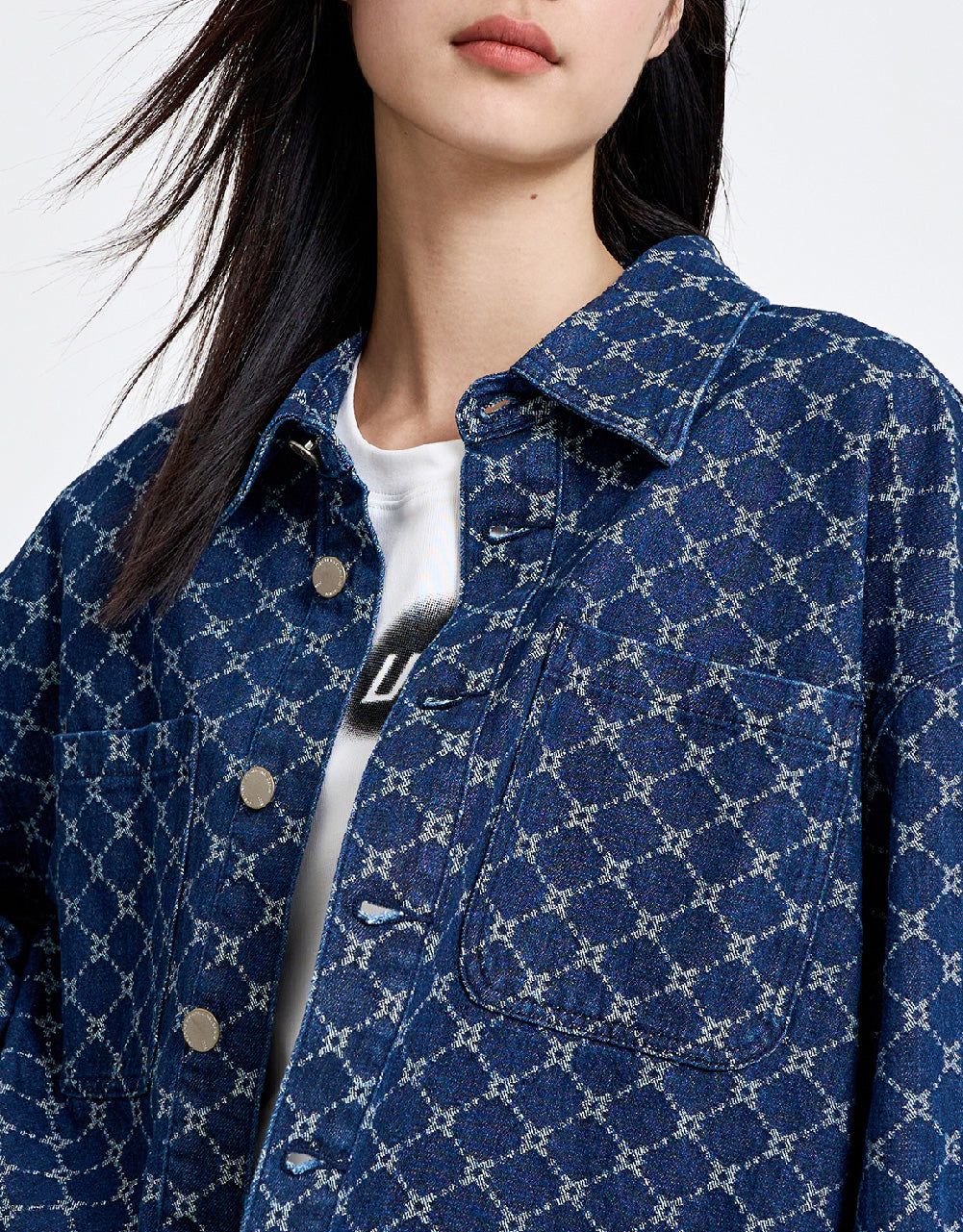 Monogram Button Up Denim Shirt sold by Urban Revivo product image thumbnail 5