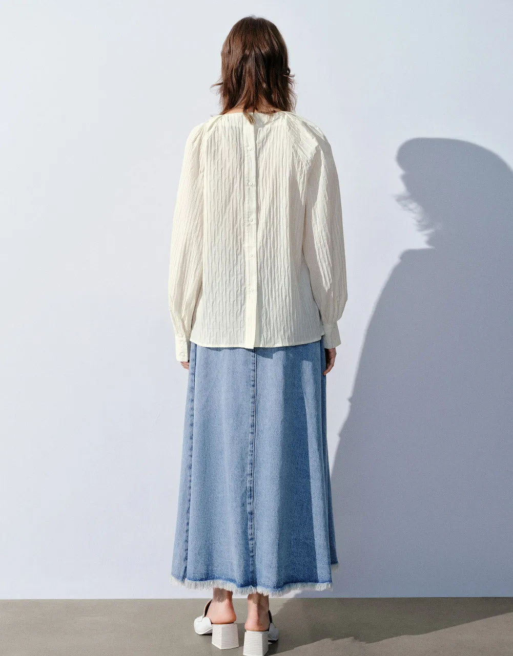 Shirred Raglan Sleeve Crew Neck Shirt sold by Urban Revivo product image thumbnail 4