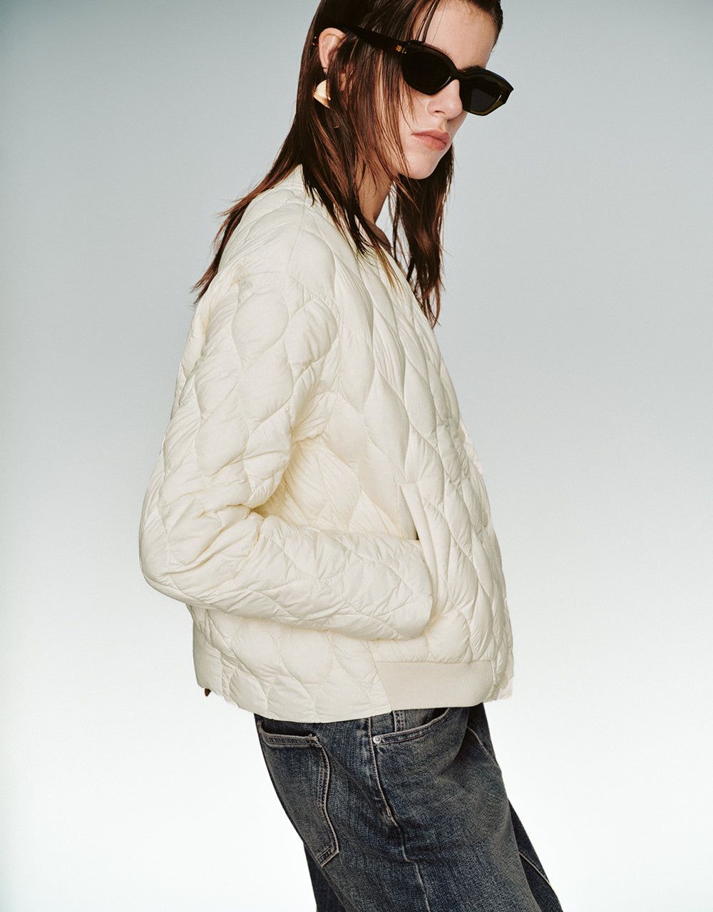 Quilted V-Neck Down Jacket sold by Urban Revivo product image thumbnail 3