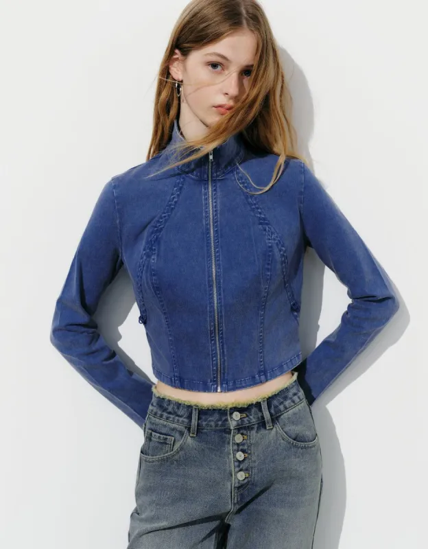 Zipper Front Skinny Shirt sold by Urban Revivo