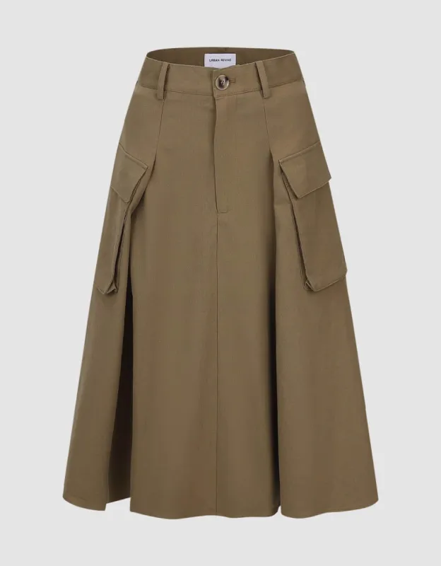 Multi-Pocket A-Line Skirt sold by Urban Revivo