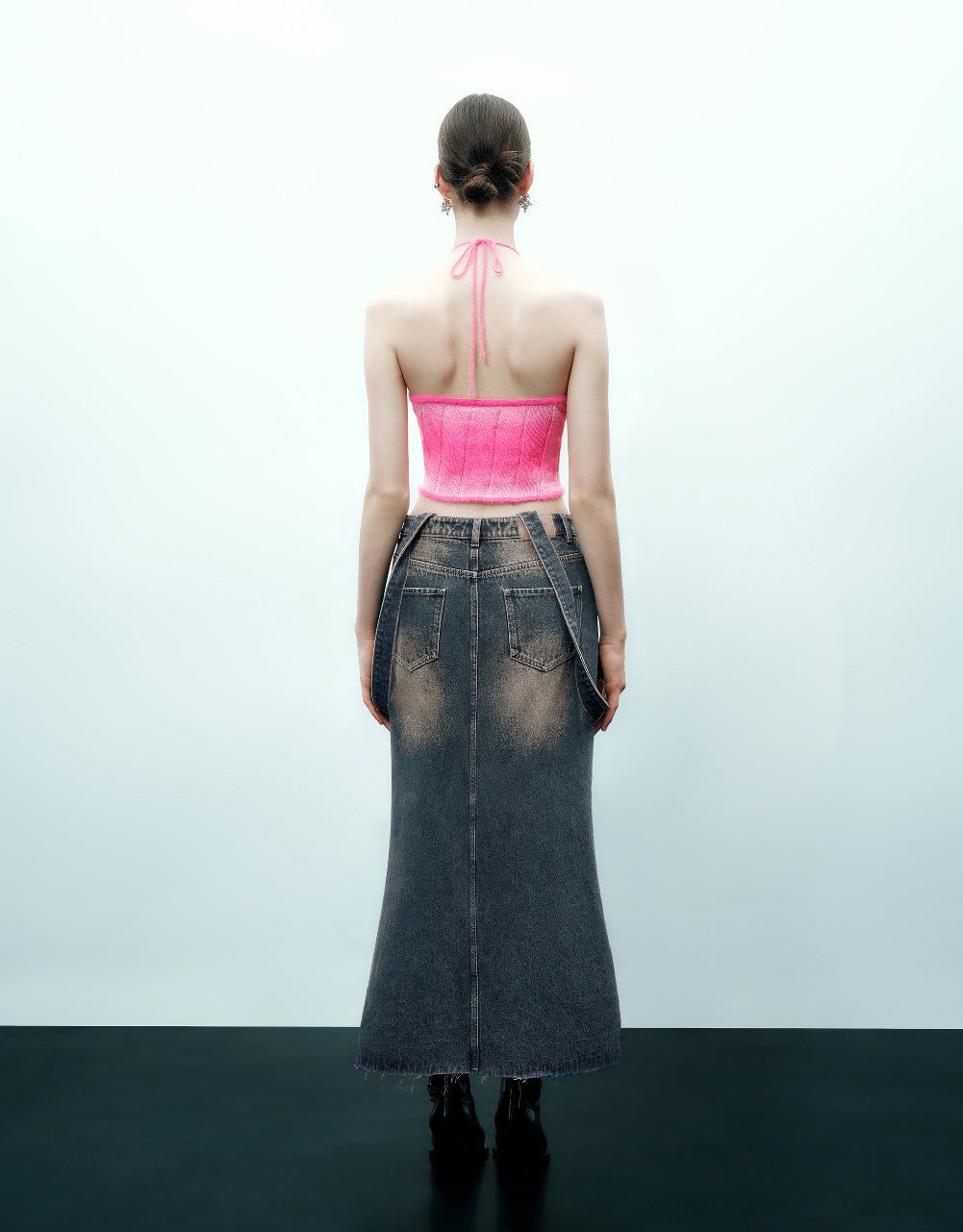 Split Hem Midi A-Line Denim Skirt sold by Urban Revivo product image thumbnail 5