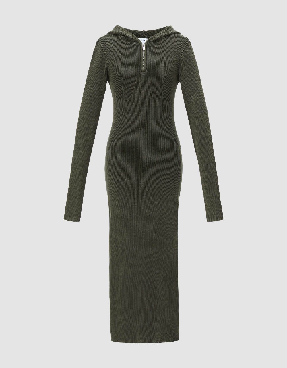 Zip Half Placket Hooded Knitted Dress sold by Urban Revivo