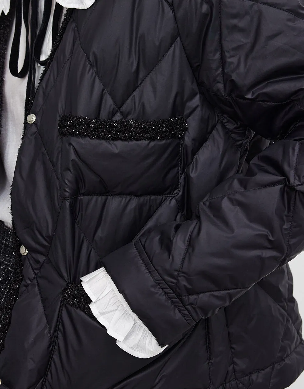 Tweed Trim V Neck Quilted Down Coat sold by Urban Revivo product image thumbnail 3