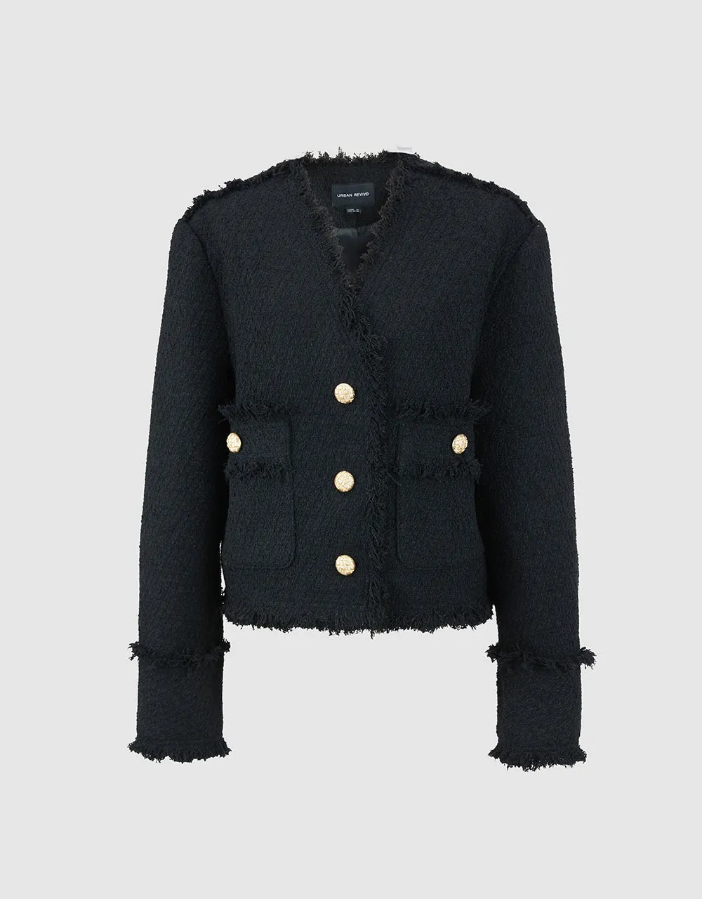 Raw Hem Tweed Jacket sold by Urban Revivo